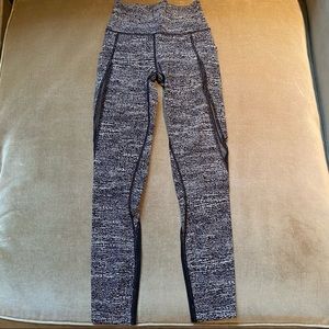 Lululemon Leggings - Size 2, Black/White Speckle with Mesh